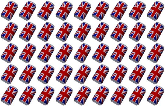 Beer cans with the UK flag on them.