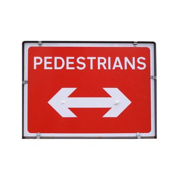 Pedestrians sign for road works