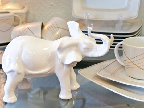 Photo of the porcelain elephant and tea service