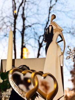 wedding composition in the gift store against the window