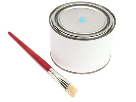 bucket of color and brush against the white background