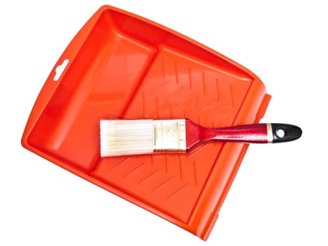 palette with bristle against the white background