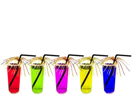 row of the decoraited multicolored coctails
