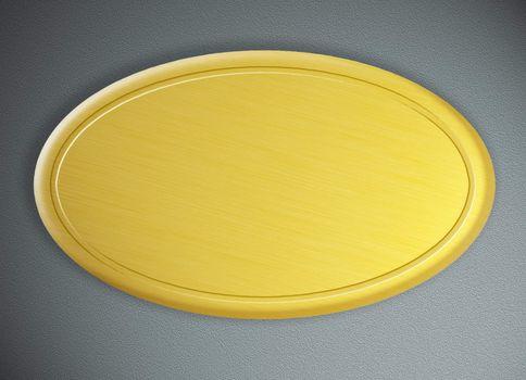 Round wooden yellow frame against metal background