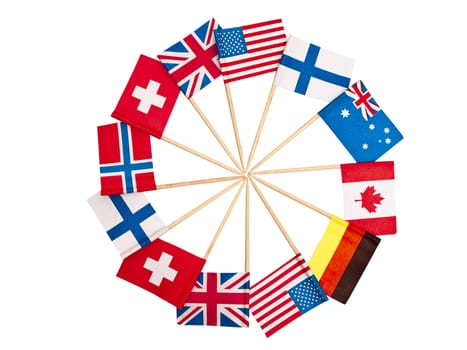 flags of the different countries against the white background