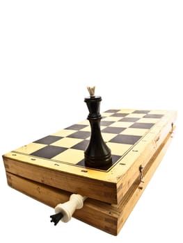 black king at the chessboard with white into it