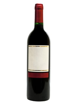red wine bottle against the white background