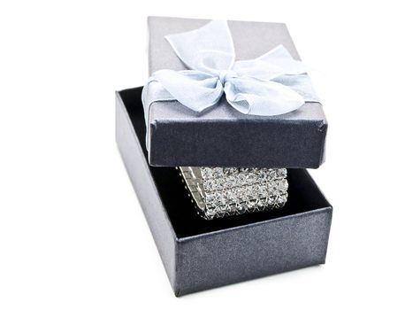 gift box with jewellery against the white background