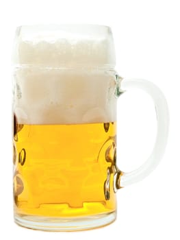 glass of beer against the white background