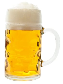 glass of beer against the white background