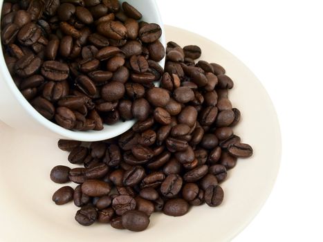 cup of coffee beans against the white background