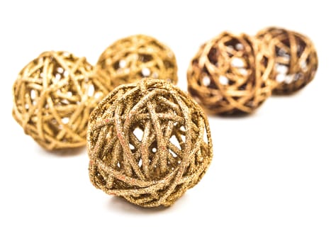 abstract decorative golden balls at the white