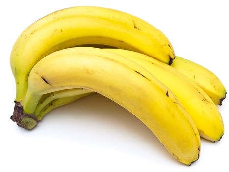 Photo of the yellow bananas against the white background