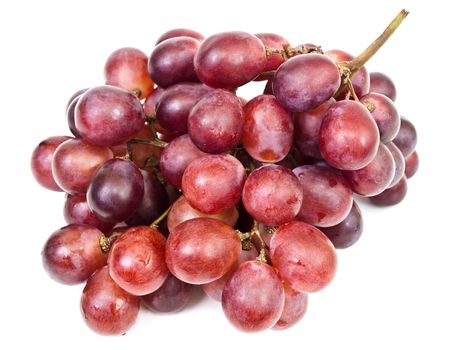 Photo of the red grape against the white background