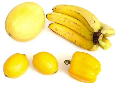 Photo of the yellow fruits against the white background