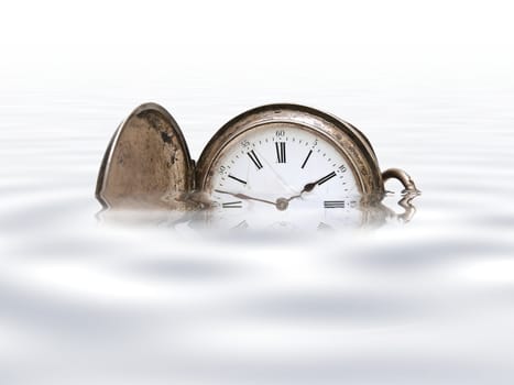 old pocket clock against the white background