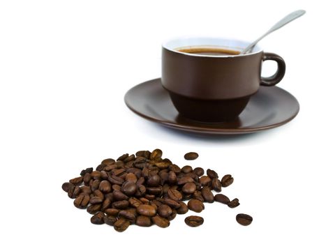 cup of coffee and beans 