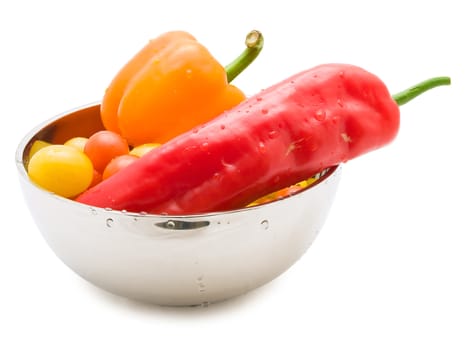 metal bowl with different multicolored vegetables
