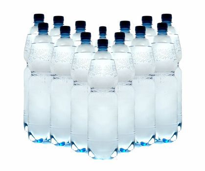 Bottles of mineral water. Isolated.