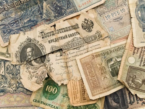 background from different old paper currency 