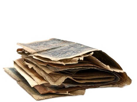 different old paper currency over the white background 