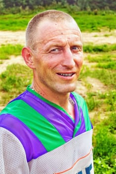 Portrait of the sportsman  after running finish