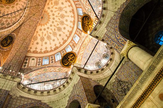 Inside view of the gorgeous Yeni Camii mosque in Istanbul, Turkey
