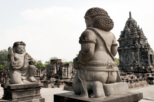 Guardian statues in Prambanan hindu temple, Yogyakarta Indonesia