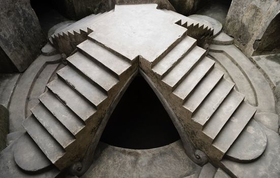 Ancient royal stairs detail in Taman Sari palace in indonesia