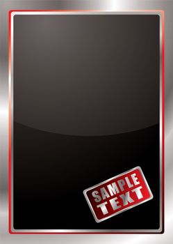 Black background with silver and red beveled border