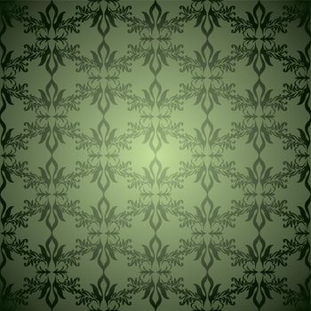 Green and black old fashioned wallpaper design with seamless pattern