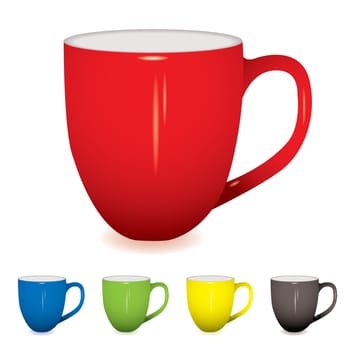 coffee cup with shadow and five colour variations