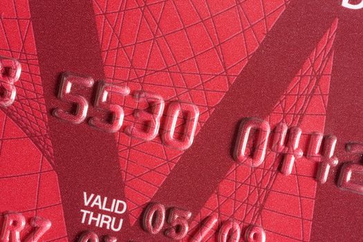 photo macro red credit card with number 