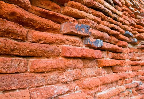 Ancient brick wall at ayutthaya,Thailand
