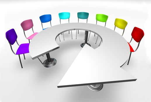3d image of Arrow table With Rainbow Chairs