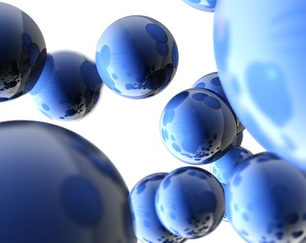 3d image of blue reflective balls