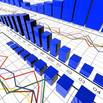 3d image of statistical symbols and graphics