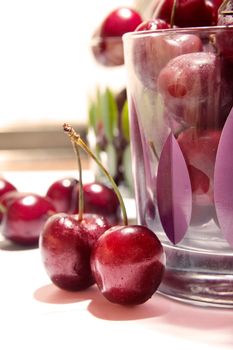 Still life with tasty cherries