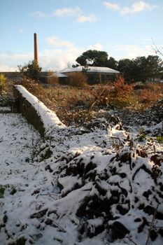 cold winter landscape with snow in viseu