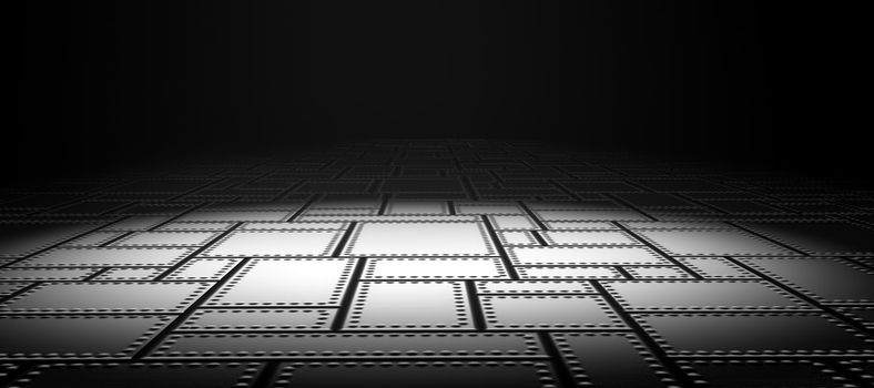 3d image of metal floor with dramatize ligth