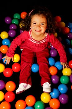 fashion session in studio with colour balls