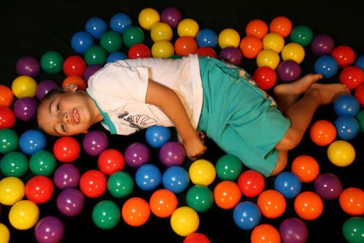 fashion session in studio with colour balls