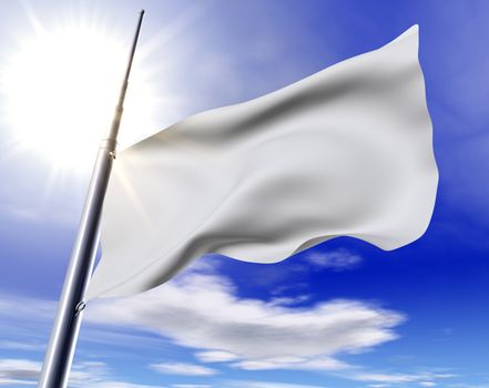 3d image of white flag against the blue sky