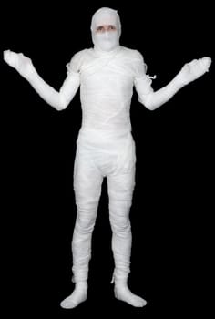 Man in bandage on the black background