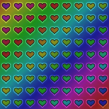 texture of many hearts on a gradient background