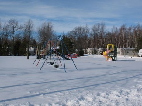 A playground in the winter