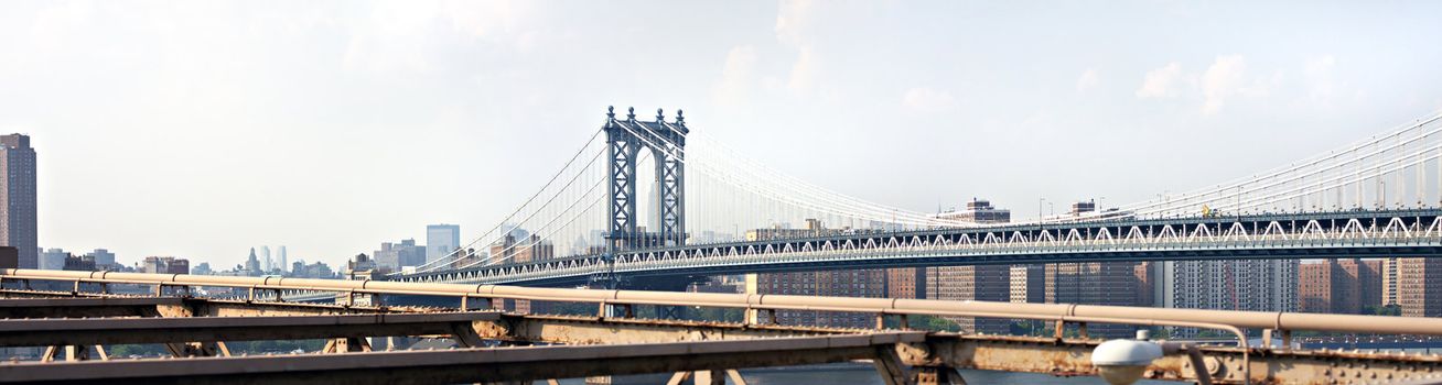 The famous and historic Manhattan Bridge located in New York City.