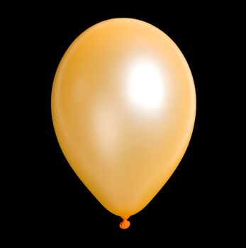 close-up orange balloon, isolated on black