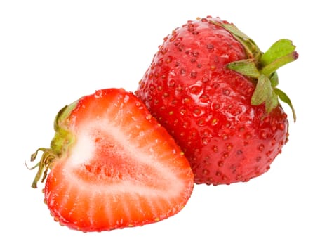 close-up strawberries, isolated on white