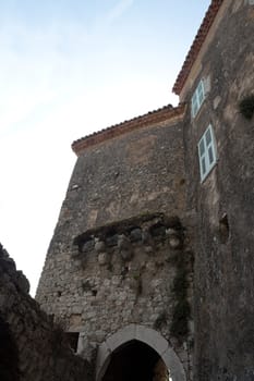 Old house and walls in the village of Eze, France